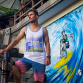 Одежда для серферов. Майка "Surfer Mario" Mysovskiy Surf Apparel. Белый цвет. Унисекс.